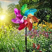economico paletti decorativi da giardino-2 pezzi repellente per uccelli girandola per mulino a vento fai da te uccelli deterrente girandole d&#039;argento per la decorazione del giardino esterno del giardino