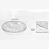 お買い得  洗面ボウル-丸い芸術的な洗面化粧台シンクバスルーム容器強化ガラスボウル16.5インチ、ポップアップ排水管付きアート洗面台ミキサー蛇口セット、カウンター洗面所の上のボート型カウンタートップ