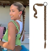 baratos Rabos-de-Cavalo-Clip Rabos-de-Cavalo Clássico / sintético / Penteado de trança francesa Cabelo Sintético Pedaço de cabelo Alongamento Liso Longo Festa / Roupa Diária / Festas &amp; Noite