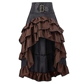 economico Gonne semplici-gonna donna sottoveste abito gotico gonna lunga gonne lunghe volant orlo asimmetrico tinta unita carnevale festa autunno&amp;amp;costumi di carnevale invernali retrò vintage gotico vittoriano donna nero