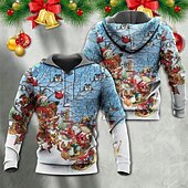 abordables Tenue de scène de Noël-sweat à capuche de Noël sweat à capuche pour homme sweat à capuche pour homme sweat à capuche vert bleu violet imprimés graphiques à capuche imprimé moche quotidien sports imprimé 3D streetwear