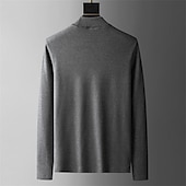 cheap Basic T shirts-Men&#039;s Turtleneck shirt Long Sleeve Shirt Long Sleeve Crew Neck Spring &amp;  Fall Plain Fashion Casual Comfortable Street Holiday Going out Black White Blue Top Tee for Men
