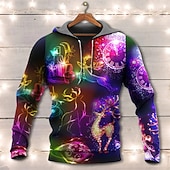 abordables Tenue de scène de Noël-sweat à capuche de Noël sweat à capuche pour homme sweat à capuche pour homme sweat à capuche vert bleu violet imprimés graphiques à capuche imprimé moche quotidien sports imprimé 3D streetwear