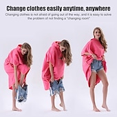 abordables Les serviettes-Peignoir à langer serviette poncho à capuche serviette à langer légère à séchage rapide extra longue en microfibre poncho de surf taille universelle pour hommes femmes adultes, convient pour la