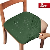 abordables Funda de silla-2 fundas de asiento para comedor, color burdeos, impermeables, elásticas, con respaldo alto, fundas de licra para asiento de silla con banda elástica para boda