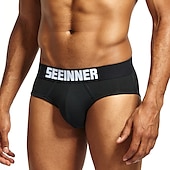 preiswerte Herrenunterwäsche &amp; -socken-Herren 1 Packung Grundlegendes Höschen Slip Bedruckt Baumwolle Antibakteriell Auslaufsicher Buchstabe Mittlere Taillenlinie Schwarz Weiß