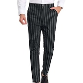cheap Chinos-Men&#039;s Trousers Chinos Jogger Pants Pocket Straight Leg Stripe Comfort Daily Holiday Going out Fashion Classic Black Blue Micro-elastic