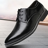 cheap Formal-Men&#039;s Navy Blue Faux Leather Oxford Shoes – Stylish Lace-Up Design for Business and Formal Wear