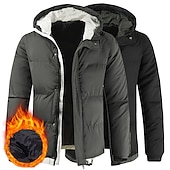 economico Piumini e parka da uomo-Per uomo Parka Tenere al caldo Ufficio Da tutti i giorni Colore puro Capispalla Abbigliamento Informale Casual quotidiano Verde Nero Bianco