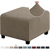 cheap Ottoman Cover-Stretch Ottoman Cover Square Footrest Sofa Slipcovers Stool Cover Footstool Protector Covers Feature Stretch Thick Soft Jacquard Fabric Removable Washable