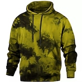 tanie Męskie bluzy z kapturem-Męskie Wzór tie-dye Wzory graficzne Bluza z Kapturem Z kapturem Bluzy Bluza z kapturem Długi rękaw Bluza z kapturem Kaptur Moda miejska Druk 3D Codzienny Sport Czarny Żółty Nadruk Wiosna i jesień