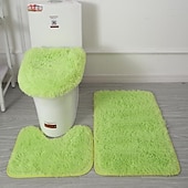 お買い得  浴室ラグマット3点セット-3点セット ソフト無地バスマット 滑り止め ノンスリップ バス WC カーペット 長方形 U字型 バスルーム トイレ ラグ フロアマット ドアマット