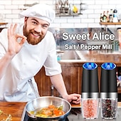 economico Elettrodomestici da cucina-macinapepe elettrico a gravità macinapepe e sale e ruvidità regolabile alimentato a batteria con luce a led funzionamento automatico con una sola mano