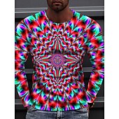 billige 3D T-skjorter-Herre 3D Print Grafiske trykk Spiral Stripe T skjorte Langermet T skjorte 3D-utskrift Crew-hals Skjorte Designer Fritid Stor og høy Daglig Ferie Svart Gul Rosa Vår &amp; Vinter Klær S M L XL XXL 3XL 4XL