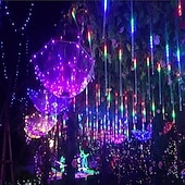 זול מוצרים עם חיבור לחשמל-led מטאורים גשם אורות 30 ס"מ 11.8 אינץ' 8 צינורות 192 led נטיפי קרח שלג נופל אורות נצנצים כוכב חיצוני טיפת גשם אורות חג המולד מסיבת חתונה חג קישוט עץ