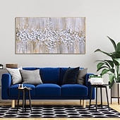 abordables Pinturas florales/botánicas-Pintura al óleo hecha a mano lienzo arte de la pared decoración espátula pintura clásica flor de ciruelo blanco para decoración del hogar enrollado sin marco pintura sin estirar