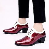 cheap Semi-Formal-Men&#039;s Oxfords Dress Shoes Christmas Party Collections Casual British Wedding Party &amp; Evening PU Black Red White Color Block Winter Fall