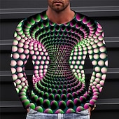 ieftine Tricouri 3D-Bărbați Geometric Imprimeu Grafic Tricou Manșon Lung Tricou Tipărire 3D Stil Nautic Cămașă Sport Designer De Bază Zilnic În aer liber Stradă Portocaliu Gri Albastru Deschis Primăvara &amp; toamnă