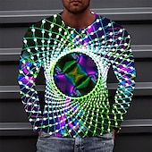 abordables T-shirts 3D-Homme 3D Print Imprimés Photos T shirt manche longue T-shirt 3D effet Col Ras du Cou Chemise Sportif Design basique Extérieur Plein Air du quotidien Vert Claire Fuchsia Vert Printemps &amp; Automne