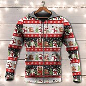abordables Tenue de Père Noël-Sweat à capuche 3D Père Noël pour homme, veste entièrement zippée, noir, jaune, rouge, violet, imprimé graphique Père Noël, fermeture éclair moche, imprimé sport&amp;amp;extérieur quotidien