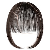voordelige Pony-pony haar clip in extensions natuurlijke pony pony clip-on front nette platte knal een stuk lang steil haarstukje voor vrouwen