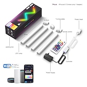 cheap Smart Lights-LED Smart Light RGBIC 3D Wall Light Glide Smart Wall Sconces for Gaming and Living Room Multicolor Customizable Music Sync Game Decor LED Light Bar Works with Alexa and Google Assistant
