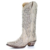 levne Cowboy &amp; Western Boots-dámské vintage westernové kovbojské boty zdobené drahokamy, vyšívaný kožený design pro svatby a zvláštní příležitosti