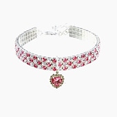 cheap Cat Collars, Harnesses &amp; Leashes-2 Pcs Pearls Diamond Pet Cat Dog Necklace Collar Jewelry with Bling Rhinestones for Pets Cats Small Dogs Female Puppy Chihuahua Yorkies Girl Costume Outfits Adjustable