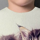 halpa Poikien 3D Eläimet-Lapset Poikien T-paita Tee Eläin Kissa Lyhythihainen Crewneck Lasten toppi Kausaliteetti 3D-tulostus Ihana Päivittäin Kesä Musta 3-12 vuotta