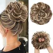 cheap Chignons-Messy Hair Buns Hair Piece Curly Hair Scrunchies for Women Girls Hairpieces Wavy Donut Hair Pieces Hair Bun Updo Hair Chignons