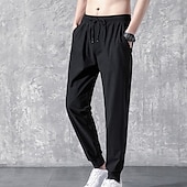 billiga lediga byxor-Herr Aktiv Långbyxor Casual byxor Ficka Snörning Elastisk midja Ensfärgat Andningsfunktion Utomhus Fullängd Ledigt Dagligen Streetwear Stylish Ledig / Sportig Svart rakt ben Microelastisk