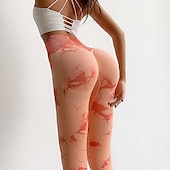 olcso Jóga leggings és harisnyanadrág-Női Jóga nadrág Alakformáló Varrás nélküli Hasformáló Alakformáló Magas derék Jóga Fitnesz Edzőterem edzés Harisnyanadrág Leggingek Alsók Batikolt Sárga Rózsaszín Kék Spandex Ősz Tél Sport