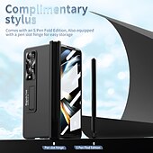 Χαμηλού Κόστους Samsung Θήκη-τηλέφωνο tok Για Samsung Galaxy Z Fold 5 Z Fold 4 Z Fold 3 Πίσω Κάλυμμα Προστατευτικό φακού κάμερας Σταντ ποδηλάτου με στυλό S Μονόχρωμο Ψημένο γυαλί PC Μεταλλικό