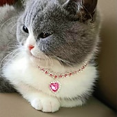 billige Hundehalsbånd og bånd-2 stk perler hundehalsbånd halsbånd bling rhinestones katt bryllup halsbånd katt halsbånd justerbart jente hund halsbånd for liten hund jente valp katt halsbånd tilbehør