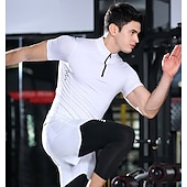 cheap Men&#039;s Tracksuit &amp; Hoodie-Men&#039;s Compression Shirt Running Shirt Half Zip Short Sleeve Tee Tshirt Athletic Summer Spandex Breathable Quick Dry Moisture Wicking Soft Gym Workout Running Active Training Sportswear Activewear