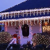 זול מוצרים עם חיבור לחשמל-led מטאורים גשם אורות 30 ס"מ 11.8 אינץ' 8 צינורות 192 led נטיפי קרח שלג נופל אורות נצנצים כוכב חיצוני טיפת גשם אורות חג המולד מסיבת חתונה חג קישוט עץ