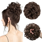 cheap Chignons-Messy Hair Buns Hair Piece Curly Hair Scrunchies for Women Girls Hairpieces Wavy Donut Hair Pieces Hair Bun Updo Hair Chignons