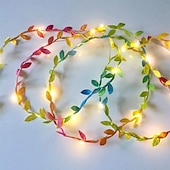 ieftine Acumulatoare-plante artificiale led snur de lumina 2m 20leds lumini de zâne creeper frunză verde Crăciun acasă nuntă în aer liber iedera viță de vie lampă decorare bricolaj suspendat grădină curte curte (fără