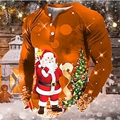 maglietta di natale camicia henley da uomo t shirt tee tee grafica babbo natale henley verde blu arancione rosso 3d stampa all'aperto natale manica lunga patchwork button-down abbigliamento economico Vestito da Babbo Natale-maglietta di natale camicia henley da uomo t shirt tee tee grafica babbo natale henley verde blu arancione rosso 3d stampa all'aperto natale manica lunga patchwork button-down abbigliamento