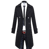 billiga Trenchcoat för män-Vinterkappa Rock Peacoat Trenchcoat Företag Ledigt Höst Vinter 95% polyester 5% bomull Ytterkläder Kläder Hakslag
