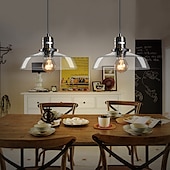 economico Luci a sospensione-lampada a sospensione a led con paralume in vetro, cavo 5cm e27 regolabile design singolo design a isola lampada a sospensione in vetro galvanizzato moderno stile nordico 220-240v (lampadina non