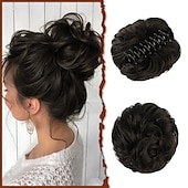 halpa Nutturat-sofeiyan claw klipsi sotkuinen nuttura hiuspala aaltoileva kihara hius nuttura klipsi kynsissä chignon poninhäntä hiuslisäkkeet synteettiset rypytetty updo hiuspidennykset scrunchie hiuslisäke