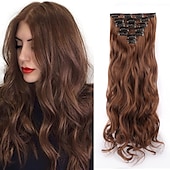 baratos Clip nas extensões-grampo em extensões de cabelo apliques de cabelo de 22 polegadas 7 peças/conjunto grampo em extensão de cabelo fibra sintética resistente ao calor para mulheres de uso diário fazer extensões de cabelo