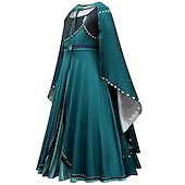 preiswerte Mädchen Verkleidung Kostüme-Buchwoche 2026: Prinzessin Anna, Kinderkleid, einfarbig, Partykleid, Bühnenkleid, Rundhalsausschnitt, lange Ärmel, Prinzessinnenkleid, 3-10 Jahre, Winter, Hellgrün