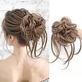 abordables Chignons-chignon ébouriffé chignon désordonné extensions de chignon avec élastique élastique queue de cheval chouchous pour femme (mélange brun blond clair)