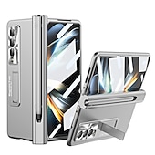 Χαμηλού Κόστους Samsung Θήκη-τηλέφωνο tok Για Samsung Galaxy Z Fold 5 Z Fold 4 Z Fold 3 Πίσω Κάλυμμα Προστατευτικό φακού κάμερας Σταντ ποδηλάτου με στυλό S Μονόχρωμο Ψημένο γυαλί PC Μεταλλικό