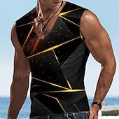 abordables Camisetas 3D-Hombre Graphic Geométrico Top Sin Mangas Camiseta Impresión 3D Escote en Pico Camisa Design Casual Cómodo Diario Vacaciones Noche Amarillo Azul Piscina Rojo Primavera verano Ropa S M L XL 2XL 3XL