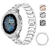 baratos Pulseiras de relógio Samsung-Pulseiras de Relógio para Samsung Galaxy Watch 5 40/44mm Watch 4 Classic 42/46mm Watch 4 40/44mm Assista Ativo 40mm Aço Inoxidável Com Strass Substituição Alça com caixa Bling Diamond Pulseira de
