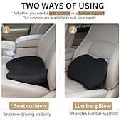abordables Housses de siège de voiture-Coussin de siège auto en mousse mémoire – Support de siège confortable pour les conducteurs lors de longs trajets