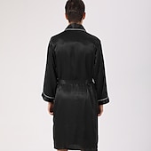 voordelige Ochtendjassen-Voor heren Grote maten Gewaad Zijden jurk Badjassen Zijden Kimono 2-delig Golven Eenvoudig Comfortabel Huis Dagelijks Faux Zijde Polyester Geschenk Revers Lange mouw Gewaad Top Korte broek Zak
